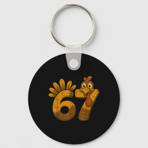 Retro 67 Turkey Funny Thanksgiving Autumn Design Keychain