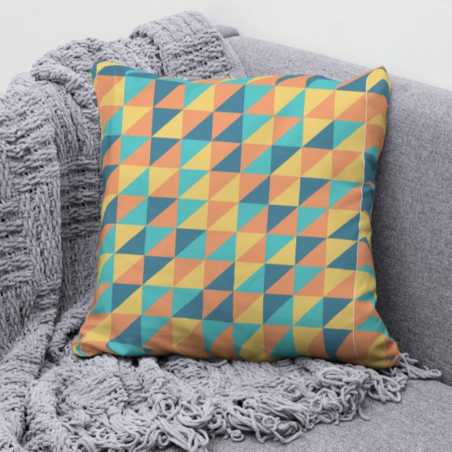 Retro 70 Blue & yellow Pastel Geometric pattern Throw Pillow (Creator Uploaded)