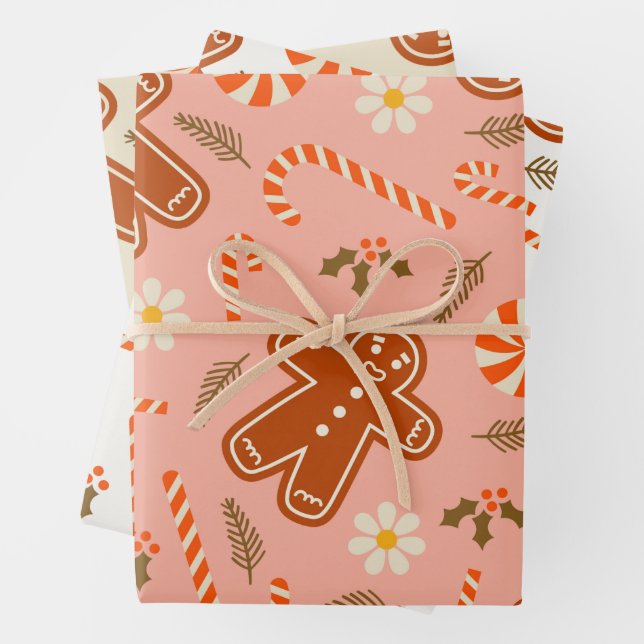 Retro 70’s Gingerbread Man Christmas Decor Paper (In situ)