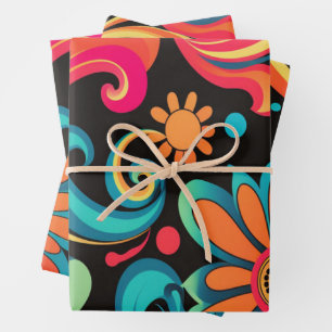 retro 70’s  wrapping paper sheet