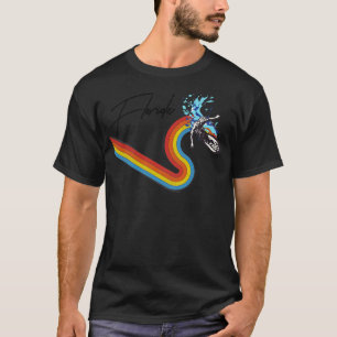 Retro 70s80s Style Rainbow Surfing Wave Florida T-Shirt