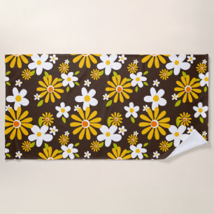 retro 70s 60s flower pattern style towel