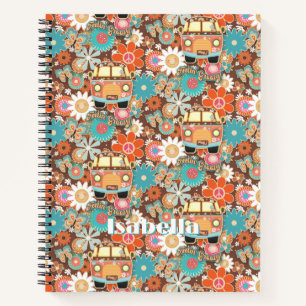 RETRO 70s 60s Hippy Van Feeling Groovy Floral Name Notebook