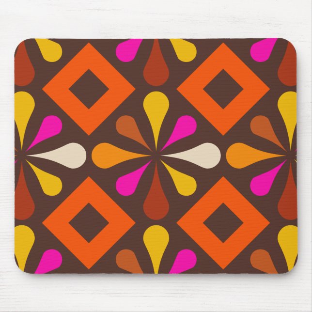 retro 70s 60s pattern style mouse pad (Front)