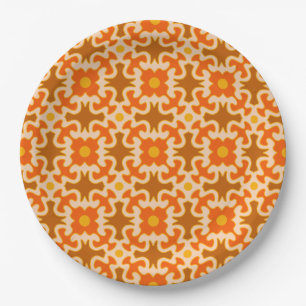 retro 70s 60s pattern style paper party plates
