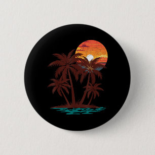 Retro 70s 80s Beach Sunset Palm Tree Summer Vibes 2 Inch Round Button