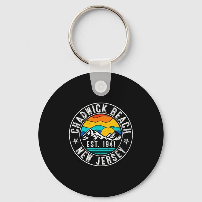 Retro 70s 80s Chadwick Beach New Jersey Nj For Men Keychain (Front)