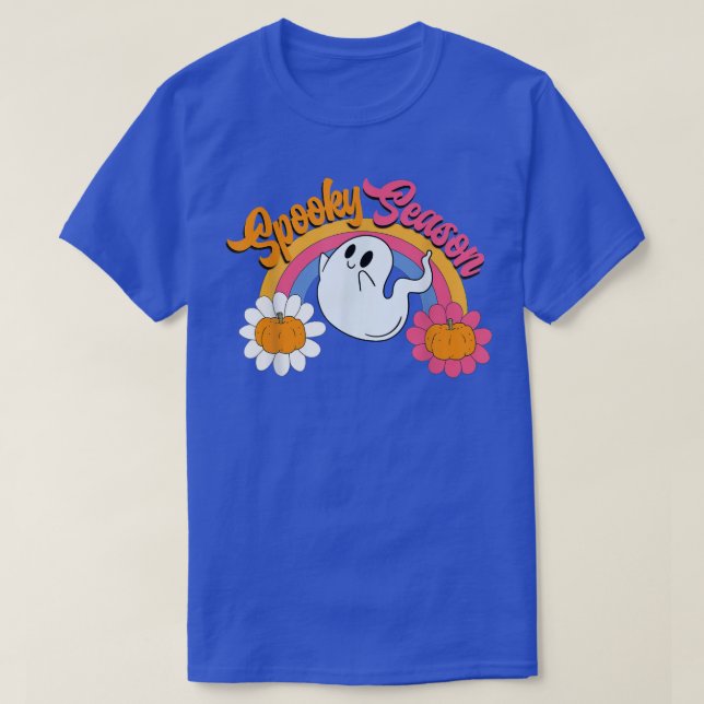 Retro 70s 80s Groovy Spooky Season Halloween Ghost T-Shirt (Design Front)
