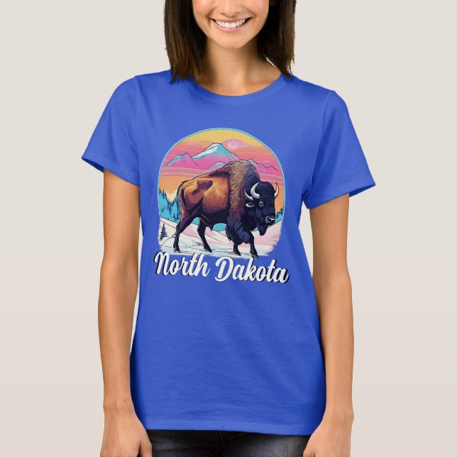 Retro 70s Bison Design T-Shirt (Front)