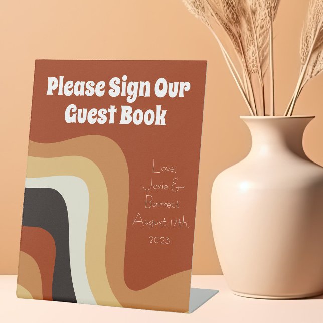 Retro 70s Boho Groovy Wedding Sign Our Guest Book (Creator Uploaded)