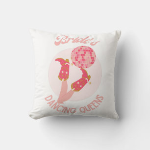 Retro 70s Bride’s Dancing Queens Bachelorette  Throw Pillow