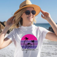 Retro 70s California beach vibe Pink purple sunset