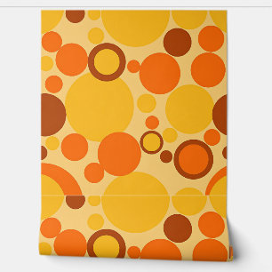 Retro 70s Circle Pattern in Orange Brown Wallpaper