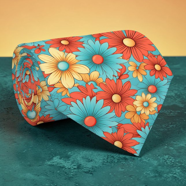 Retro 70s Classic Flowers Groovy Custom Necktie (Creator Uploaded)