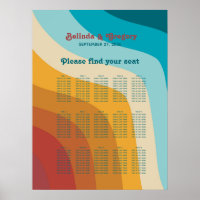 Retro 70's Colorful Rainbow Wedding Seating Chart