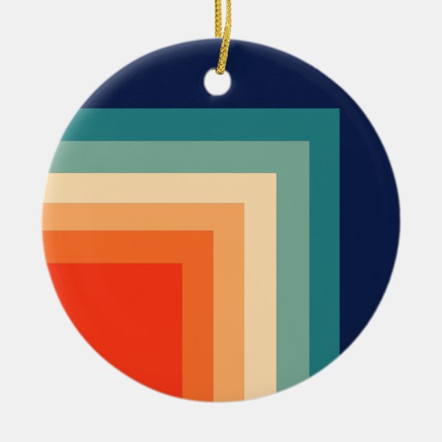 Retro 70s Colour Palette Ceramic Ornament (Front)
