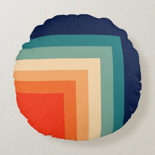 Retro 70s Colour Palette Round Pillow (Front)