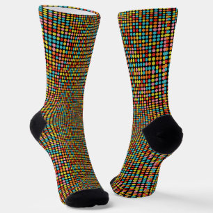 Retro 70s Colourful Op Art Circles Crew Socks