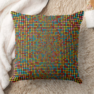 Retro 70s Colourful Op Art Circles Throw Pillow