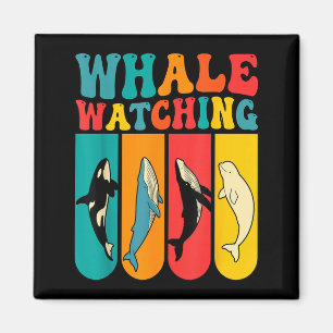 Retro 70s Colourful Whale Watching Species Magnet