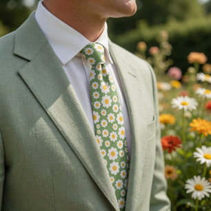 Retro 70s Daisy Dreams Gradient Floral Tie