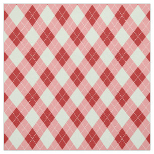 Retro 70s Diamond Plaid Argyle Mint Red Pink Fabric