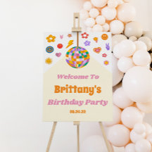 Retro 70's Disco Ball Birthday Party Welcome Sign