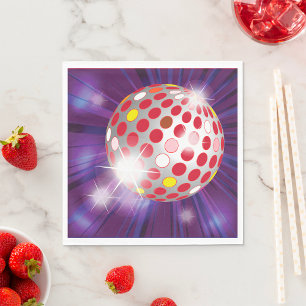 Retro 70s Disco Ball Vibrant Red Napkin