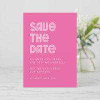 Retro 70s Disco Font Unique Hot Pink Wedding