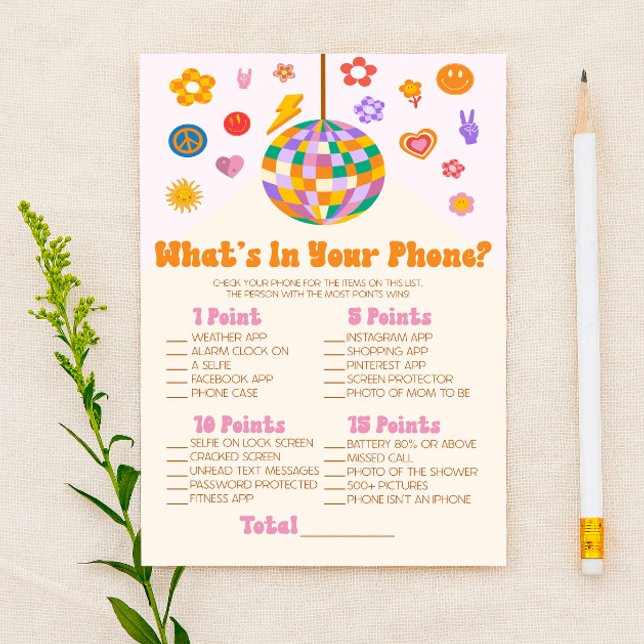 Retro 70's Disco In Your Phone Baby Shower Game Stationery (Creator Uploaded)