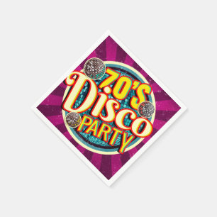 Retro 70's Disco Party  Bold& Colorful Nostalgic Napkin