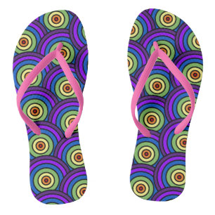 Retro 70's Disco Rainbow Geometric Pattern Flip Flops
