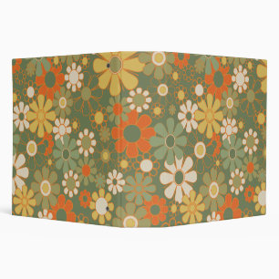 Retro 70s Floral Boho Pattern Binder