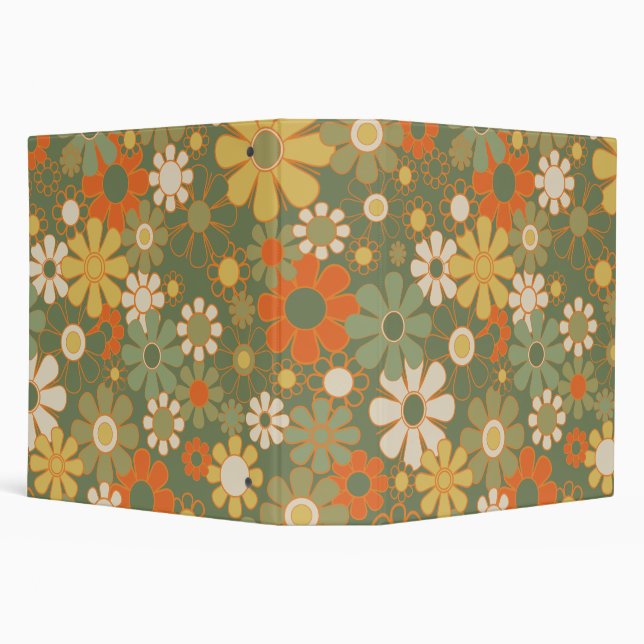 Retro 70s Floral Boho Pattern Binder (Background)