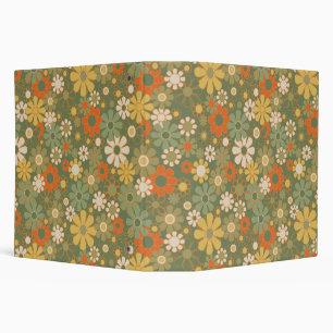 Retro 70s Floral Boho Pattern Binder