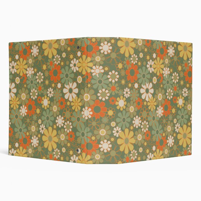Retro 70s Floral Boho Pattern Binder (Background)