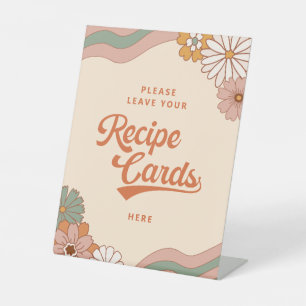 Retro 70s Floral Leave Your Recipe Here Pedestal Sign