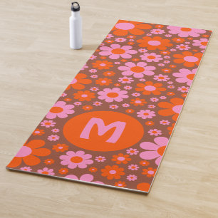 Retro 70s Floral Pattern Personalized  Yoga Mat