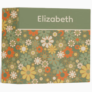 Retro 70s Floral Personalized Binder