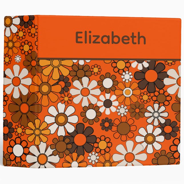 Retro 70s Floral Personalized Binder (Front/Spine)