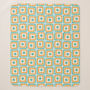 Retro 70s Floral Squares, Aqua, Orange, Teal Sherpa Blanket