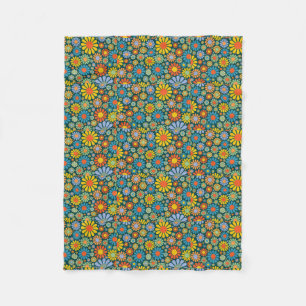 Retro / 70s Flower Power Fleece Blanket