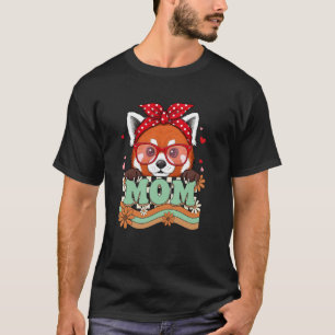 Retro 70s Flower Red Panda Mom Grandma Mother's Da T-Shirt