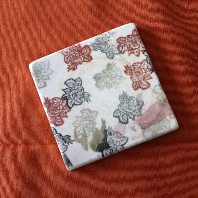 Retro 70s Flowers Stone Coaster (Creator Uploaded)