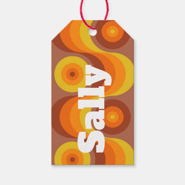 Retro 70s Funky Personnalised Gift Tags (Front)
