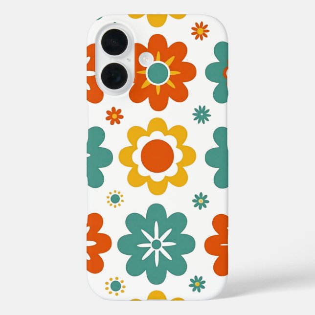 Retro 70s Geometric Flower Power Boho Case-Mate iPhone Case (Back)