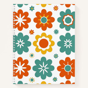 Retro 70s Geometric Flower Power Boho Notebook