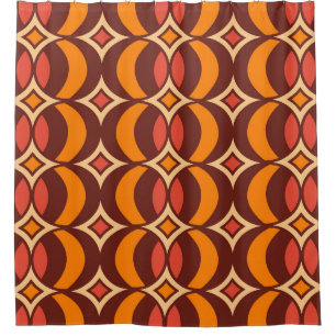 Retro 70s Geometric Globe Pattern Autumn