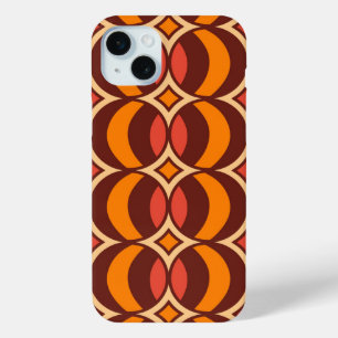Retro 70s Geometric Globe Pattern Autumn iPhone 15 Mini Case