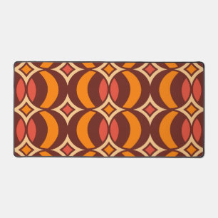 Retro 70s Geometric Globe Pattern Autumn Desk Mat